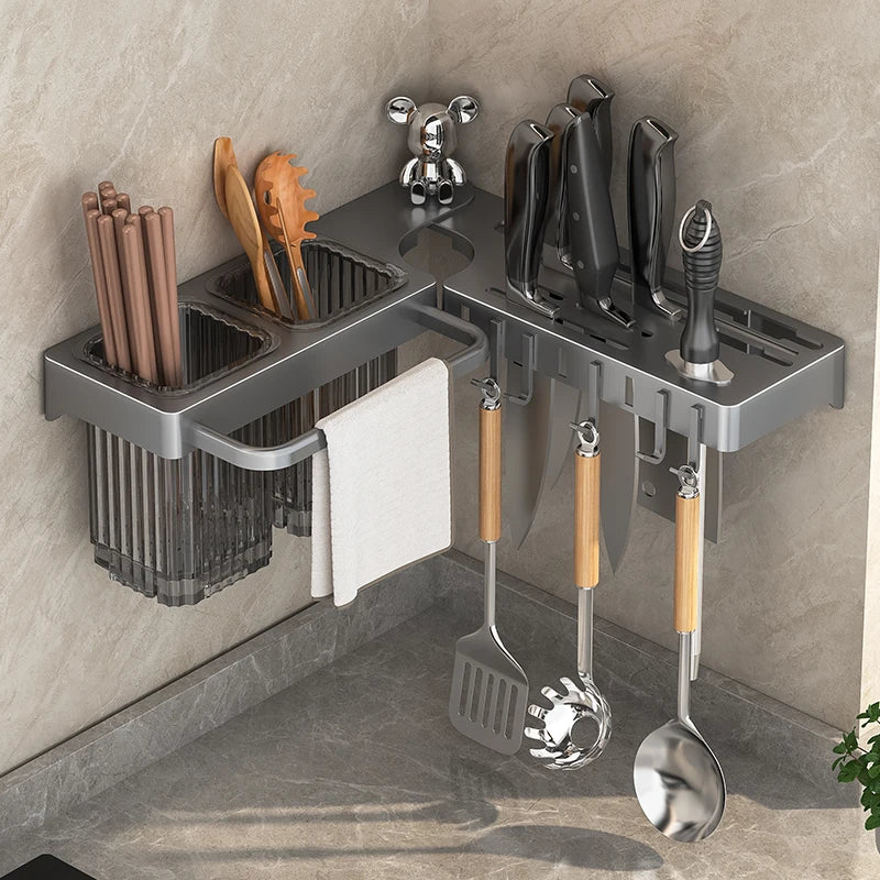 Knife rack, storage shelf, kitchen wall-mounted multifunctional knife rack, chopstick tube, knife and chopstick storage rack