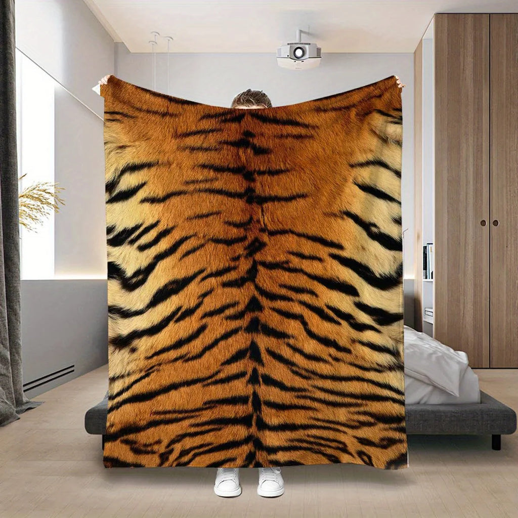 Wild Tiger: A Cozy, Luxurious Blanket with Realistic Tiger Fur Design, Perfect for Snuggling and Adding a Touch of Exotic Charm