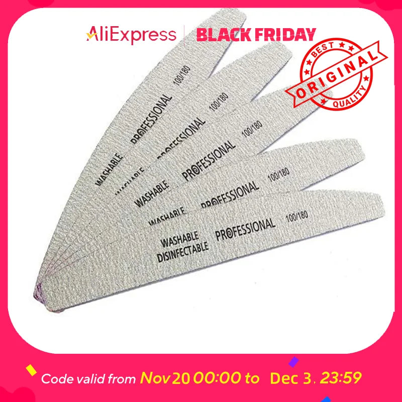 5-Piece Nail File Strips - Shape Nails, Smooth Edges, Remove Cuticles, Polish for Gel/Natural Nails