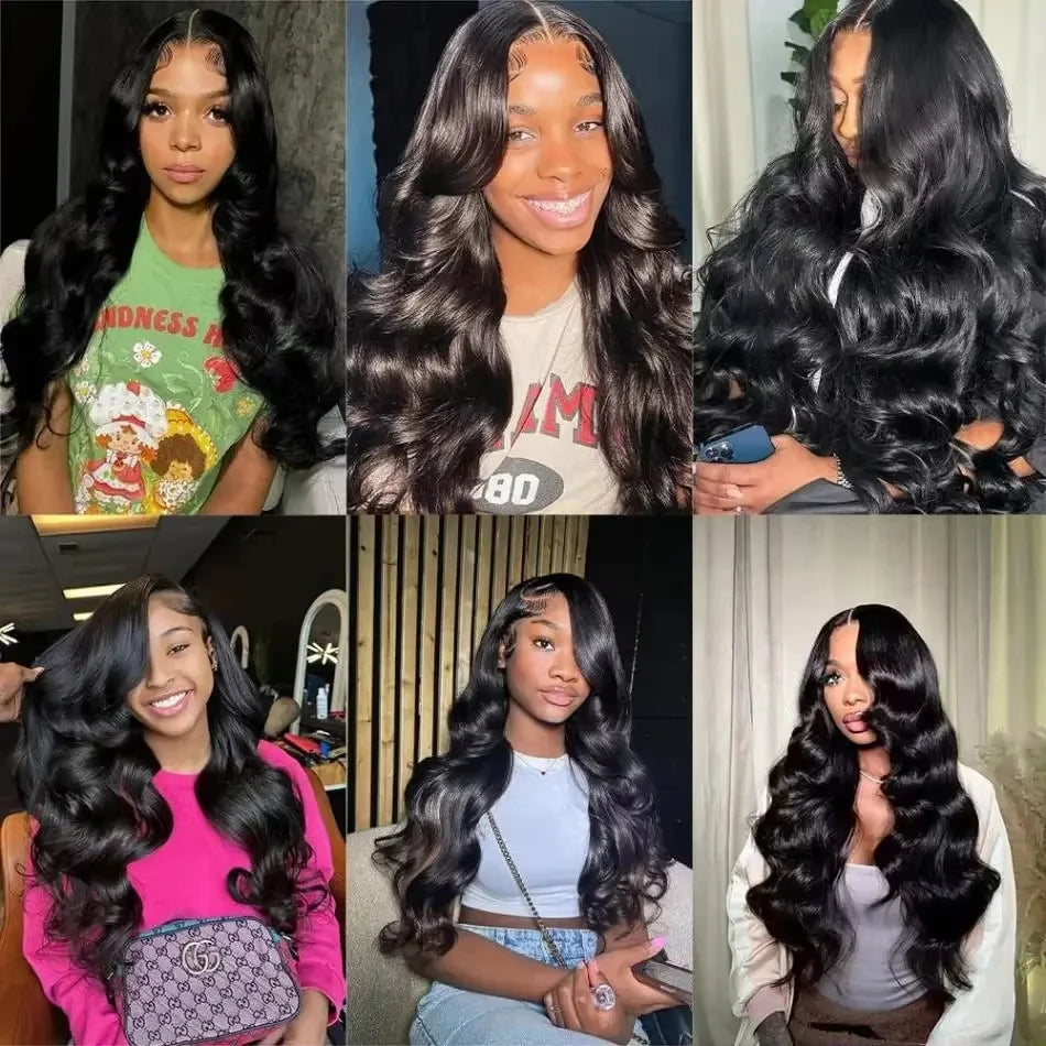 40 Inch Body Wave Lace Front Wigs Human Hair250 Density Lace Wigs Natural Black Pre Plucked 13x6 HD Lace Frontal Wig Human Hair