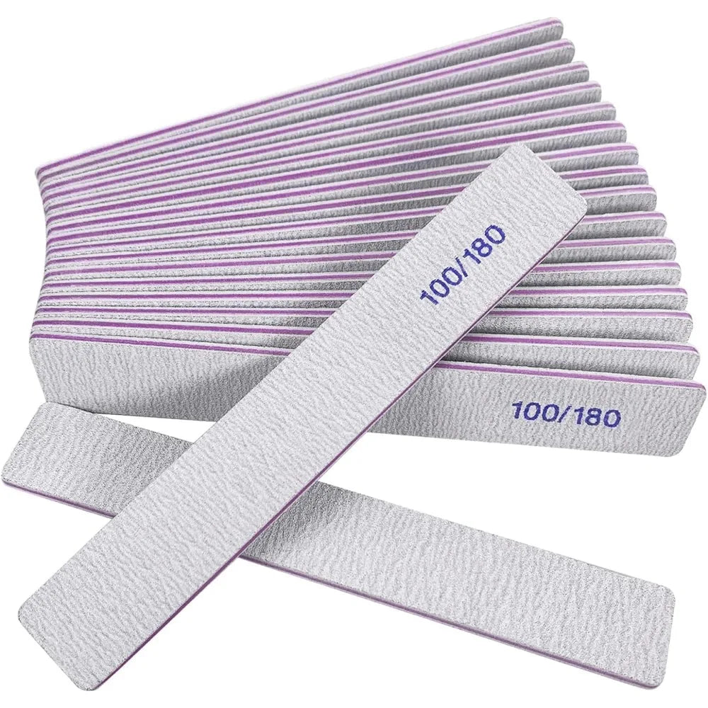 Nail file sandboard nail file for natural nails and acrylic nails, double-sided professional nail file reusable nail art gray