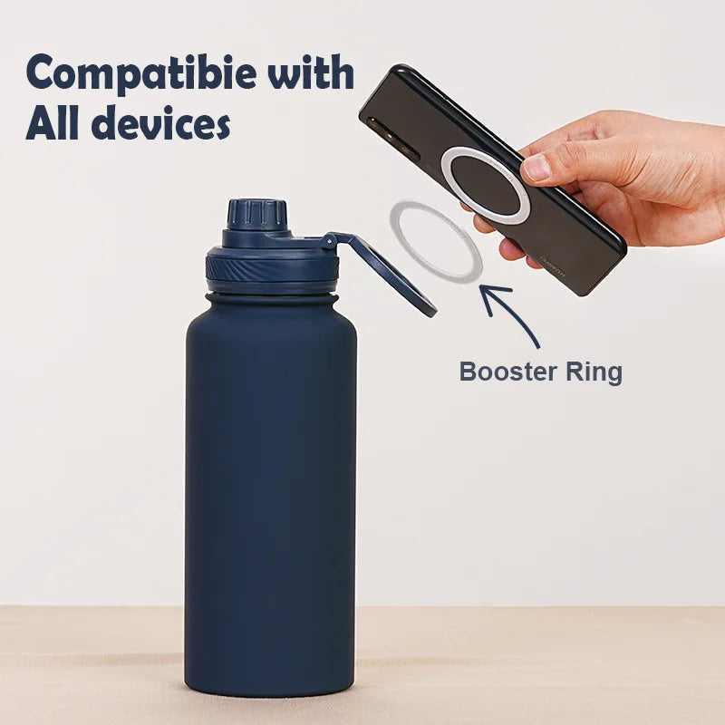PuraCool Custom Water Bottle with Phone Holder 1000ML 32oz Magnetic Tumbler Name Personalized