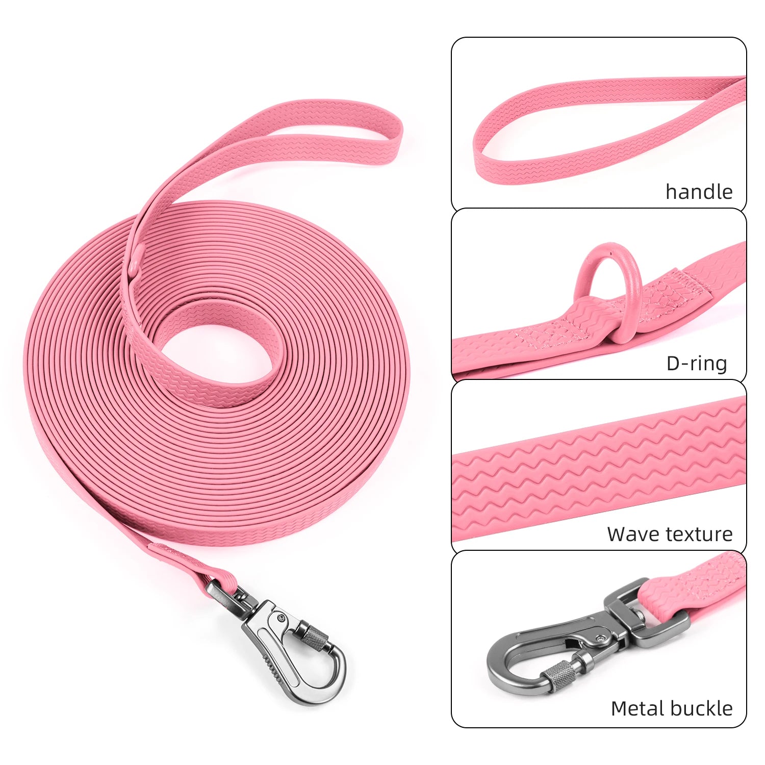 1.8M 3M 5M 10M  PVC Dog Leash large dog Medium non-slip Waterproof and easy to clean running dog training Leash long strong