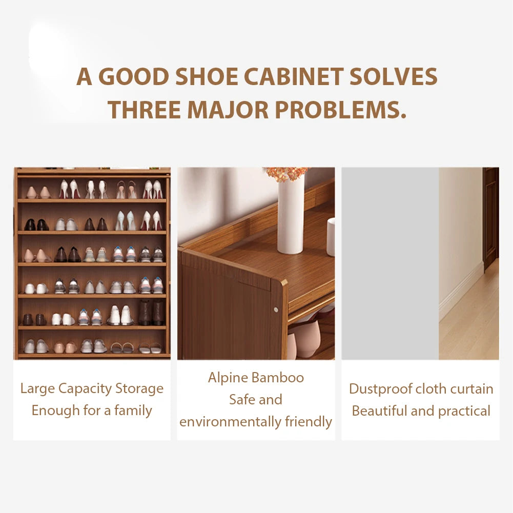 6-Tier Simple Shoes Cabinet Dustproof Racks Wooden Cabinet Organizer Storage Shelves for Entryway Living Room Hallway Doorway