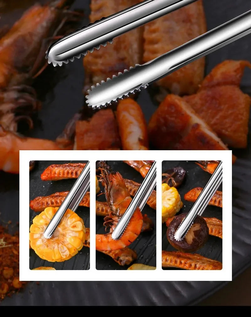 Stainless Steel Barbecue Clip Multipurpose Barbecue Salad Picnic Grill Tongs Food Grade Grippers Picnic Meat BBQ Cooking Gadgets