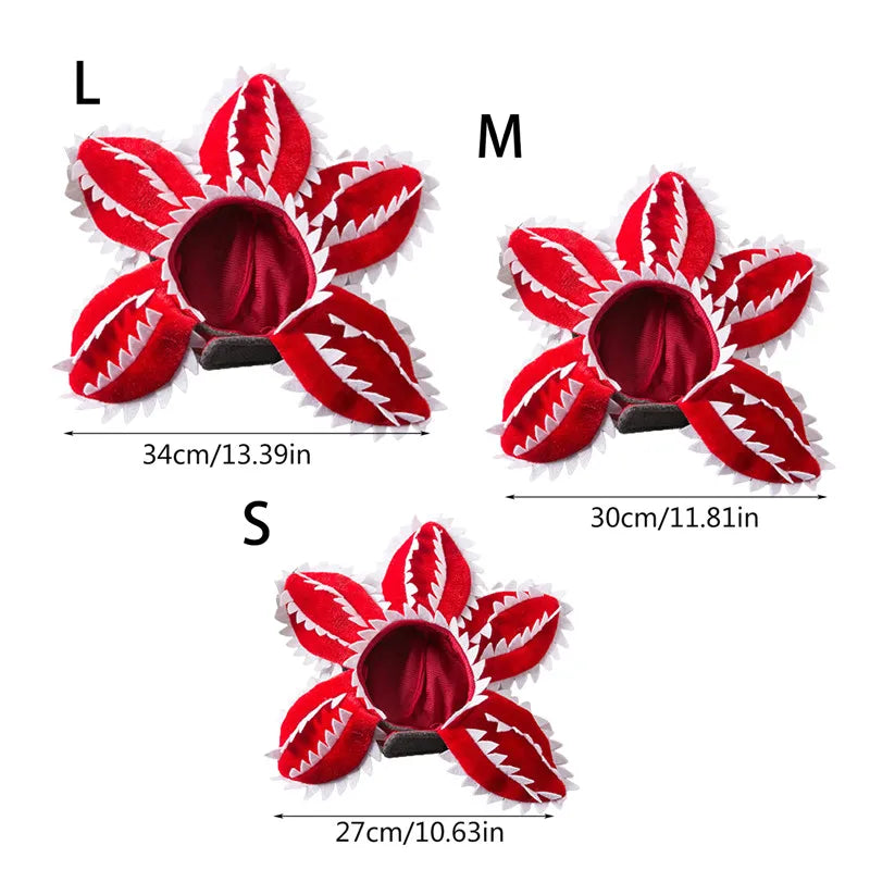 Funny Cat Hat Demogorgon Scary Flower Costume Birthday Pet Accessories Supplies  Pet Dogs Headwear Adjustable Sticker
