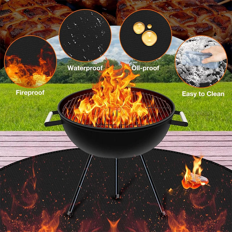 LMETJMA Fire Pit Mat Under Grill Mat Round Grill Mat Fireproof Under Grill Mat Oil-Proof Waterproof BBQ Pad for Deck JT334