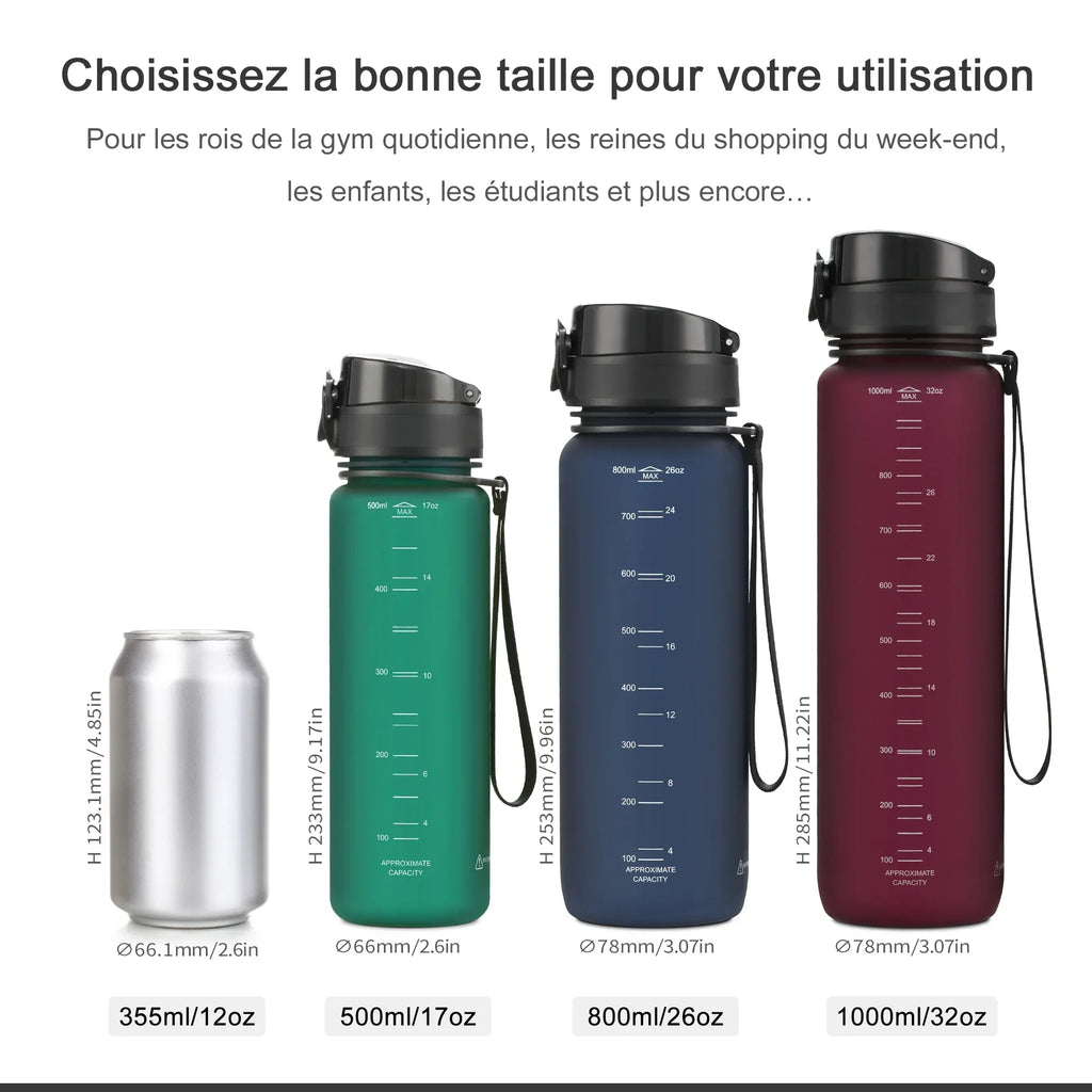 Sports Water Bottle Tritan Plastic Drink Bottle water BPA Free hydro flask Shaker Outdoor Travel Portable Leakproof Drinkware