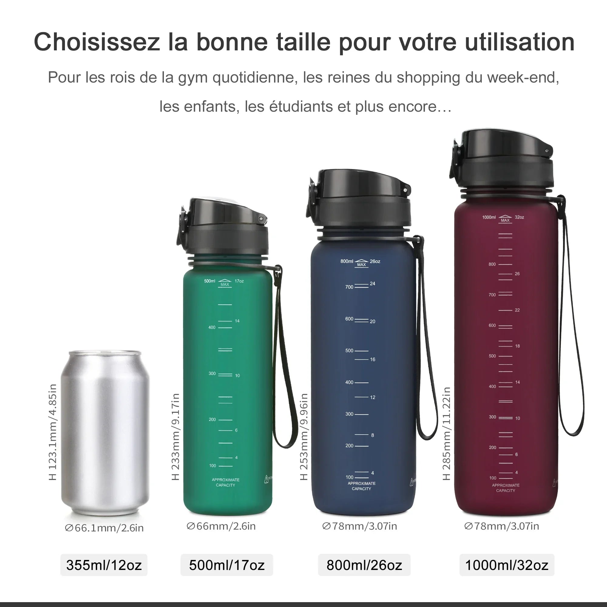 Sports Water Bottle Tritan Plastic Drink Bottle water BPA Free hydro flask Shaker Outdoor Travel Portable Leakproof Drinkware