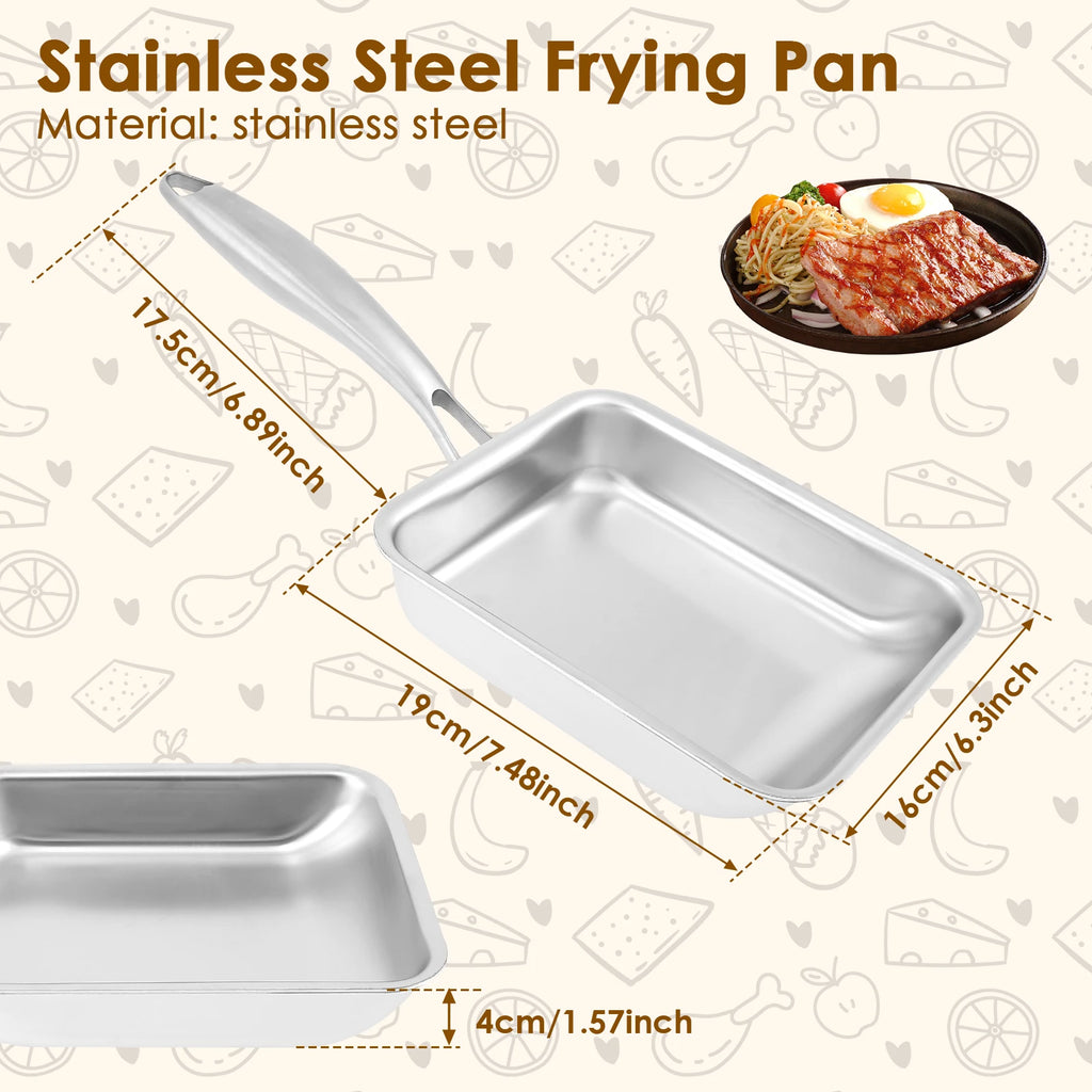 Non-Stick Omelette Pan Tamagoyaki Wok Japanese Egg Pan Skillet Rectangle Tamago Pan Small Egg Frying Pan with Cooking Tools