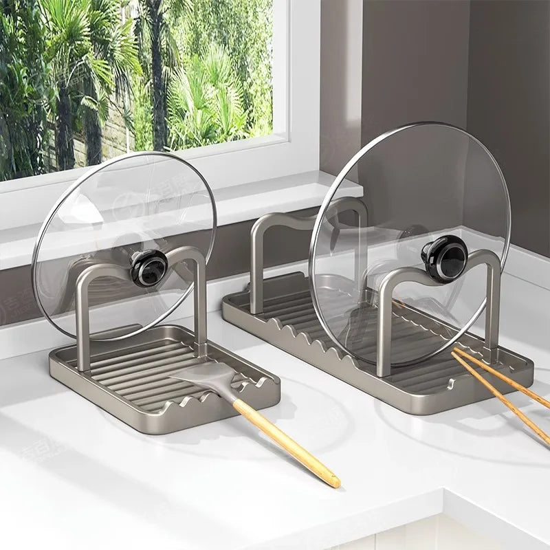 Kitchen countertop shelf, multi-function pot lid holder, non-perforation, vertical cutting board, spatula rack storage