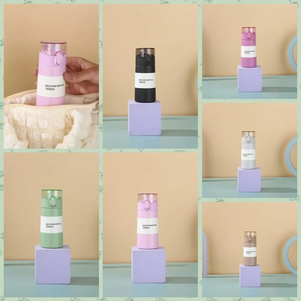 150/250ml Mini Thermos Cup Portable Pocket Insulated Cup Durable One-button Opening Water Cup With Straw