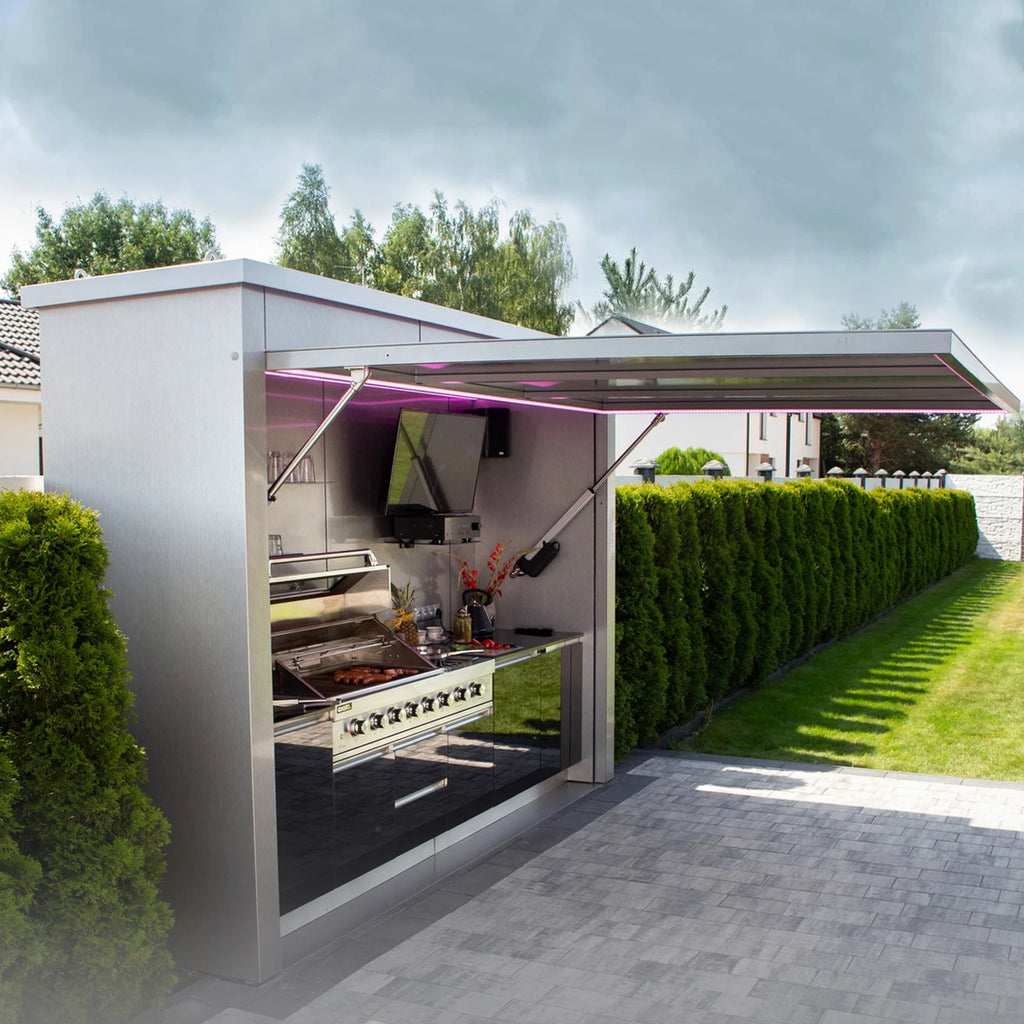 Customized Modular Outdoor Kitchen Pod Premium Rust Resistant Stainless Steel BBQ Cooking Module for Villa