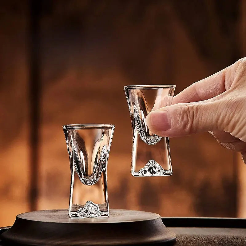 6pcs Sets Drinkware Spirits Cup Small Wine Glass Striped Wine Glass Transparent Baijiu Cup Household Art Design Drinking Cup Bar