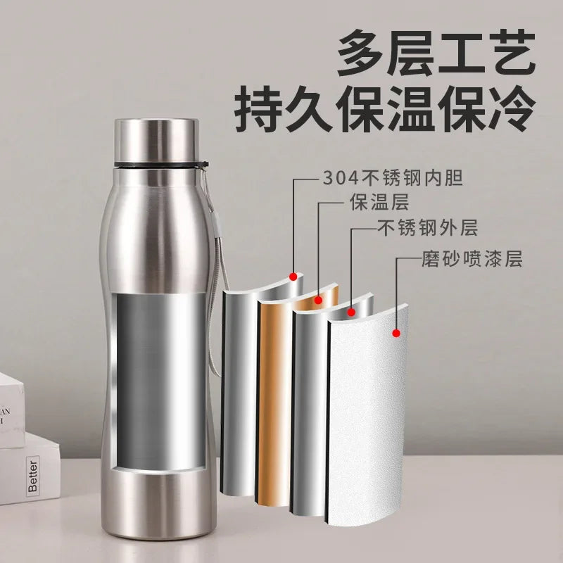 Large Capacity 304Stainless Steel Water Bottle Portable Outdoor Travel Sports Insulated Flask Wear Resistant Sports Water Bottle