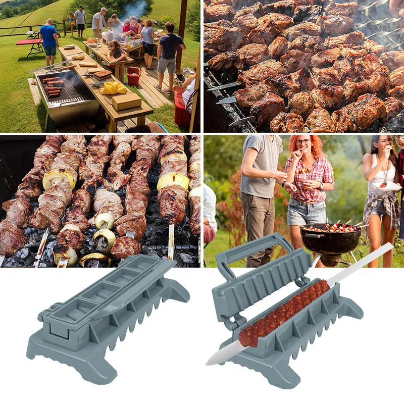 Kebab Skewers 2.3cm Flat Stainless Steel BBQ Barbecue Kebob Skewer Row Kebab Maker for Brazilian Koobideh Persian