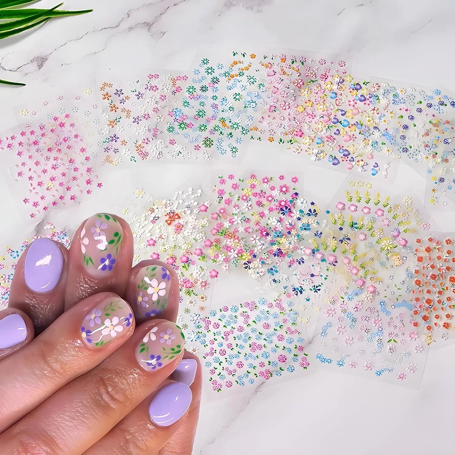 30 Pieces of Flower Nail Art Stickers Decals3D Self-Adhesive Cute Daisy Flower Nail Decals