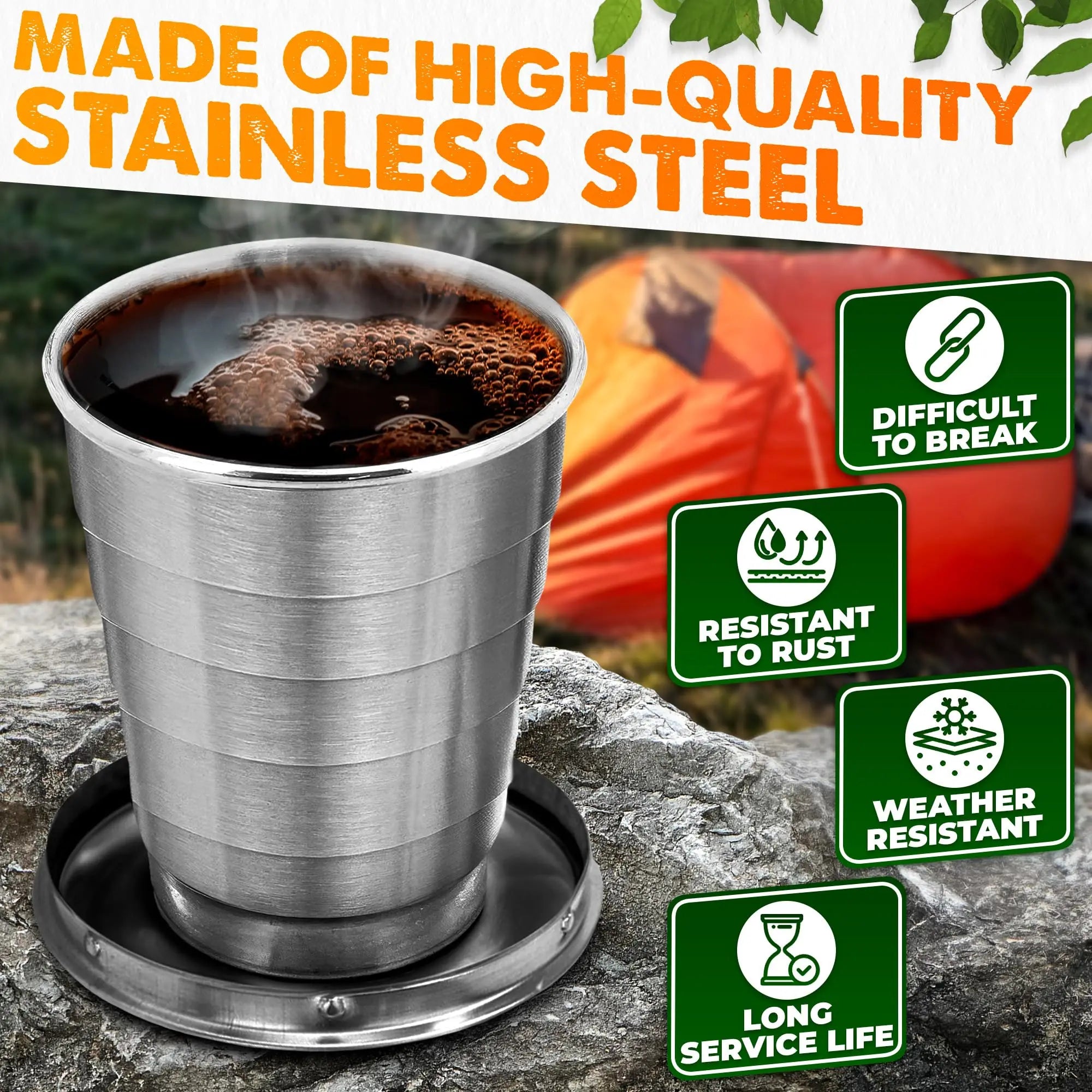 250ml Stainless Steel Retractable Cup Outdoor Travel Toiletry Cup Portable Creative Compression Cup Mini Handy Cup Folding Cup