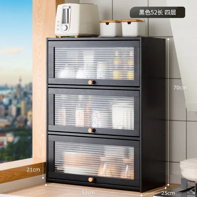 Wood Bathroom Countertop Cabinet for Kitchen Window Doors Multipurpose Storage for Spice Jars and Vanity Beauty