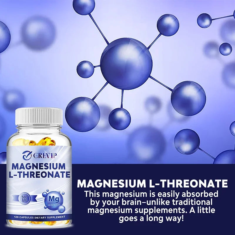 Magnesium L-Threonate - Supports Focus, Memory and Learning Brain Health, Supports Quality of Sleep - 120 Capsules