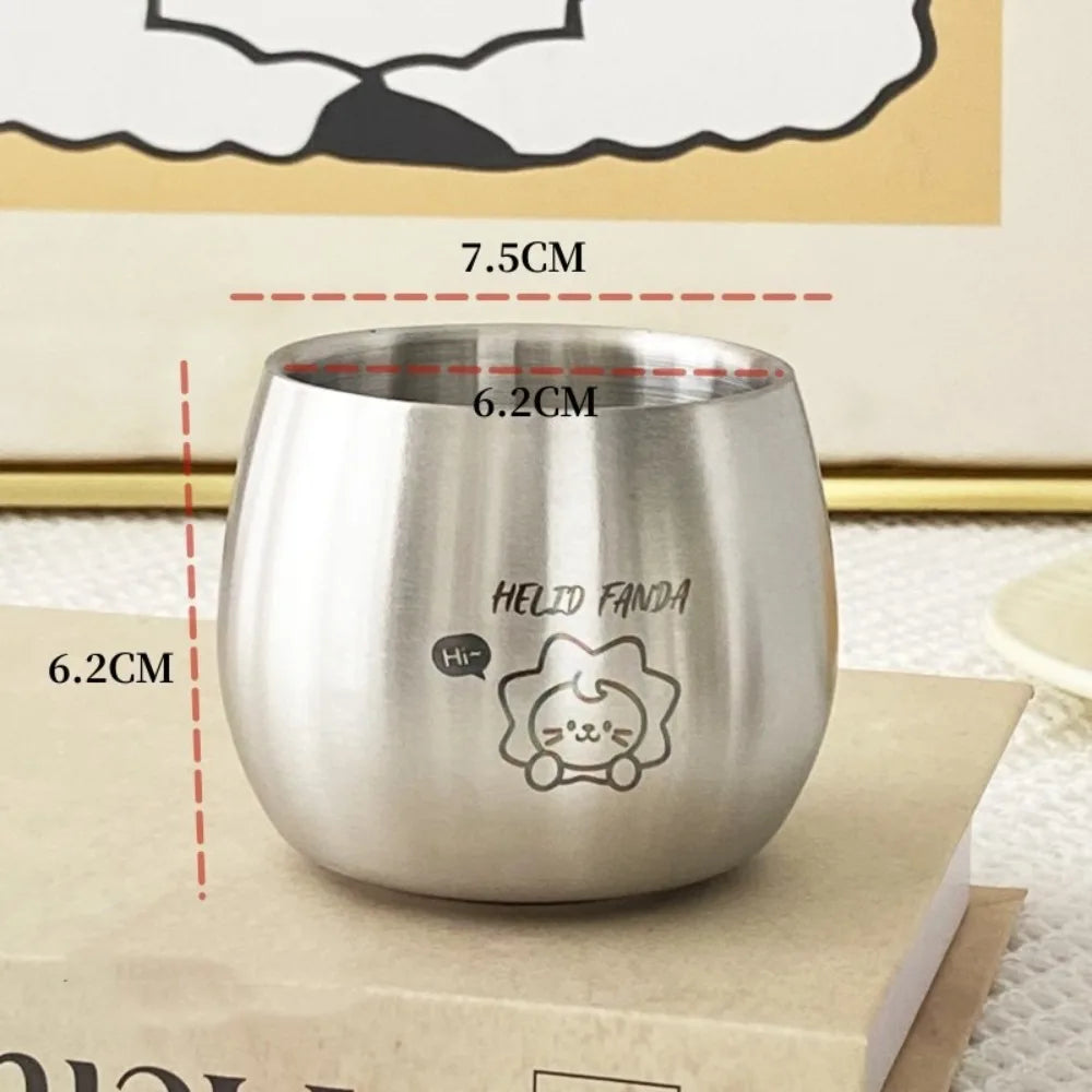 304 Stainless Steel Children Drinking Cup 120ML Thickened Coffee Cup Anti Scalding Cute Pattern Kids Water Cup