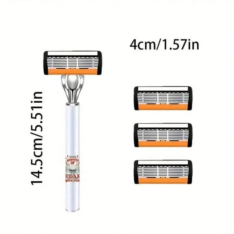 Classic Men's Razor 72 Ultra Sharp Blades Durable Progressive Design Safe Smooth Painless Shaving 2Non Slip Handles Holiday Gift