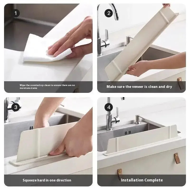1pcs Silicone Kitchen Sink Water Splash Guard Washing Basin Anti-splash Stopper Waterproof Splatter Screen Bar Anti-water Board