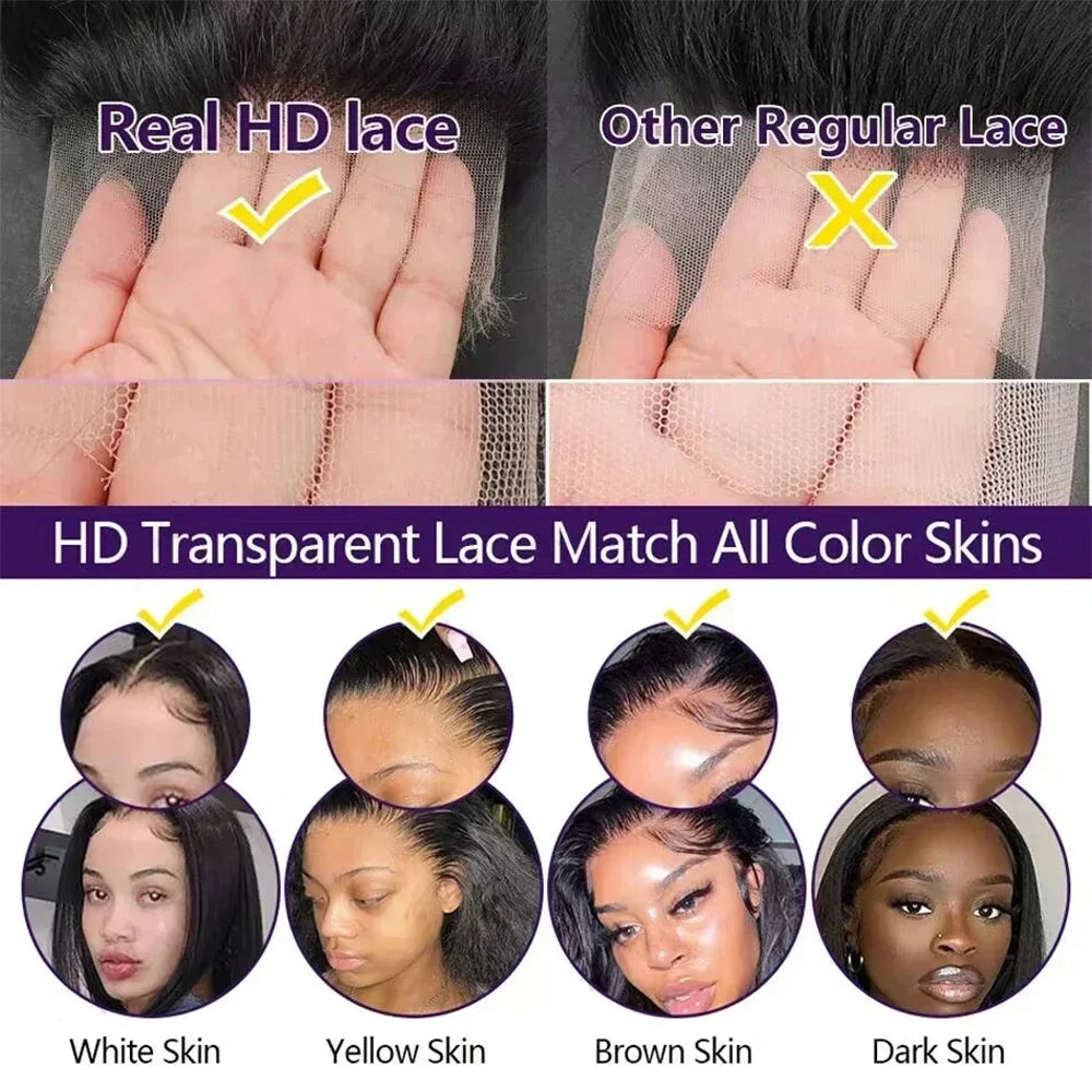 220% Density Long Body Wave 40 50 Inch 13x4 13x6 Full Frontal 360 HD Transparent Lace 5x5 Closure Human Hair Pre plucked Wigs