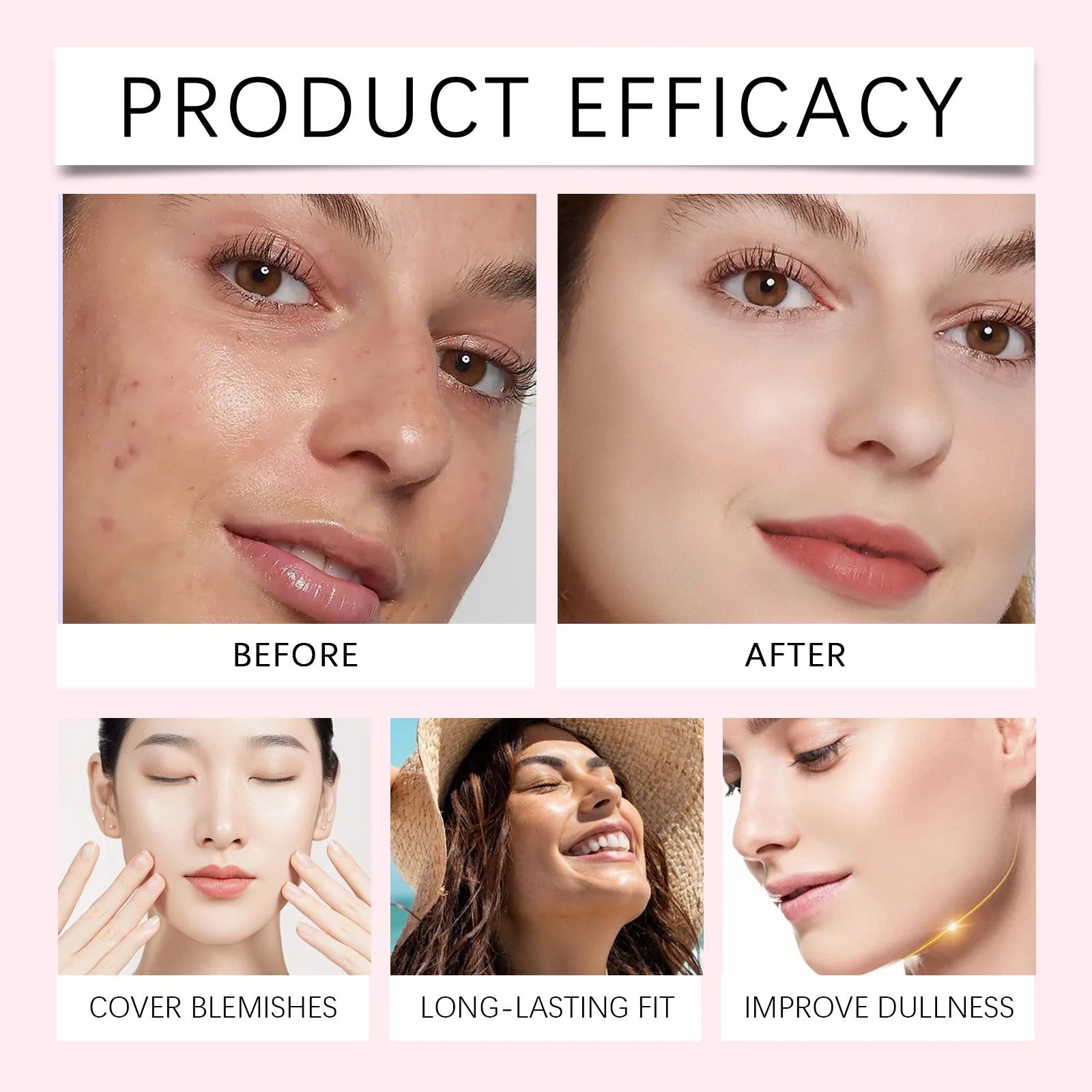 EELHOE Peptide Bounce Foundation Cream Full Coverage Long-Lasting Moisturizing Brighten Skin Tone 3 Colors