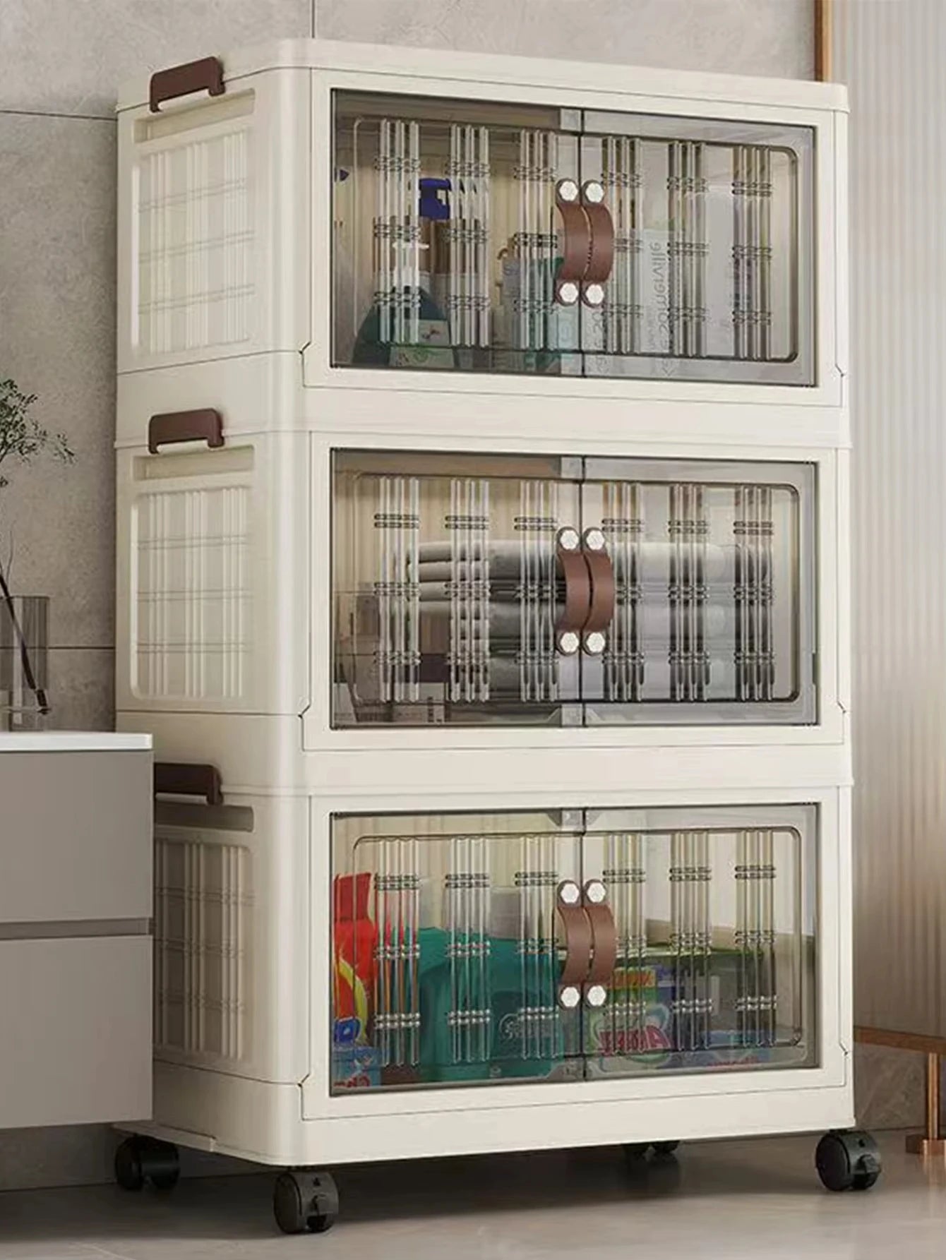 Large Capacity Multifunction Folding Storage Cabinet Dustproof Wardrobe Closet Organizer Easy-to-Install Storage Boxes