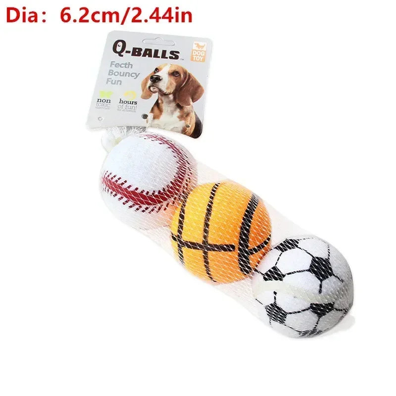 Dog Toy Set Q-MONSTER Thick Walled Natural Rubber Squeak Chew Balls for Dogs Tennis Interactive Bouncy Balls for Training 4-pack
