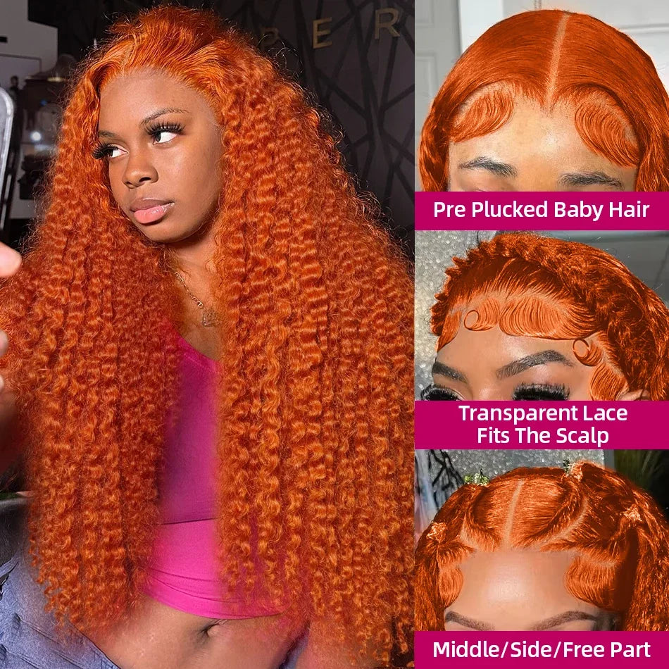 Water Wave Orange Ginger Lace Front Wigs Human Hair 13x4 13x6 Hd Lace Deep Frontal Wigs #350 Colored Wigs Brazilian Curly Wigs