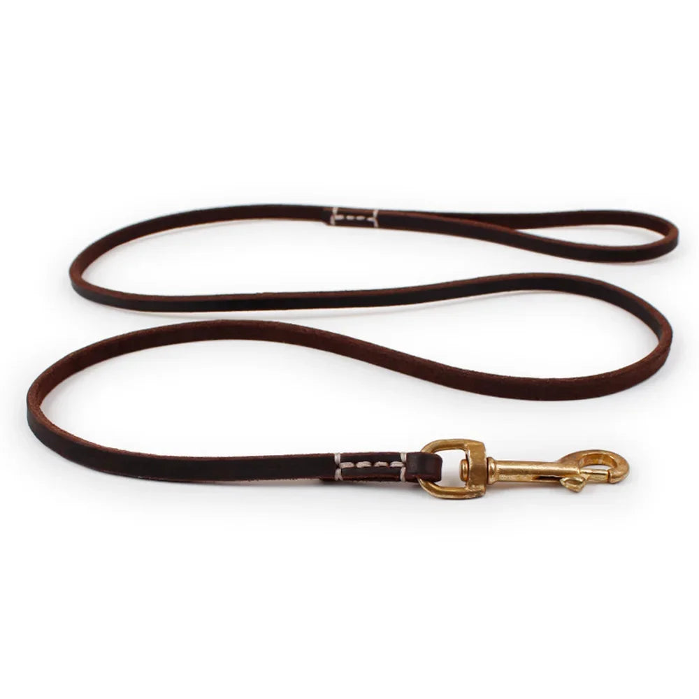 Comfort Full-Grain Leather Dog Leash Soft Genuine Leather Dog Leash for Small Medium Dogs Training Walking Running Brown Black