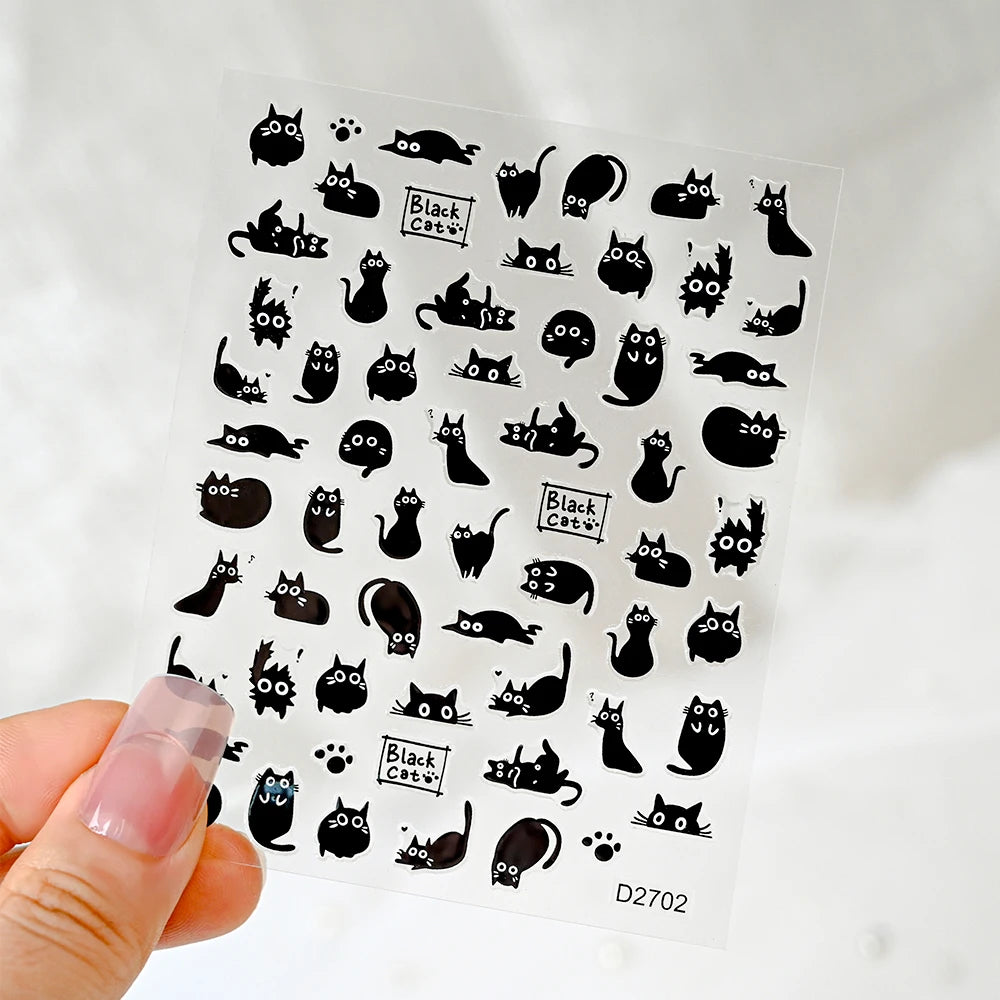 1pc 5D Cute Jelly Pink Cat Paw Print Nail Sticker Lovely Kitty Puppy Dog Cartoon Embossed Relief Nail Art Sticker Manicure Decal