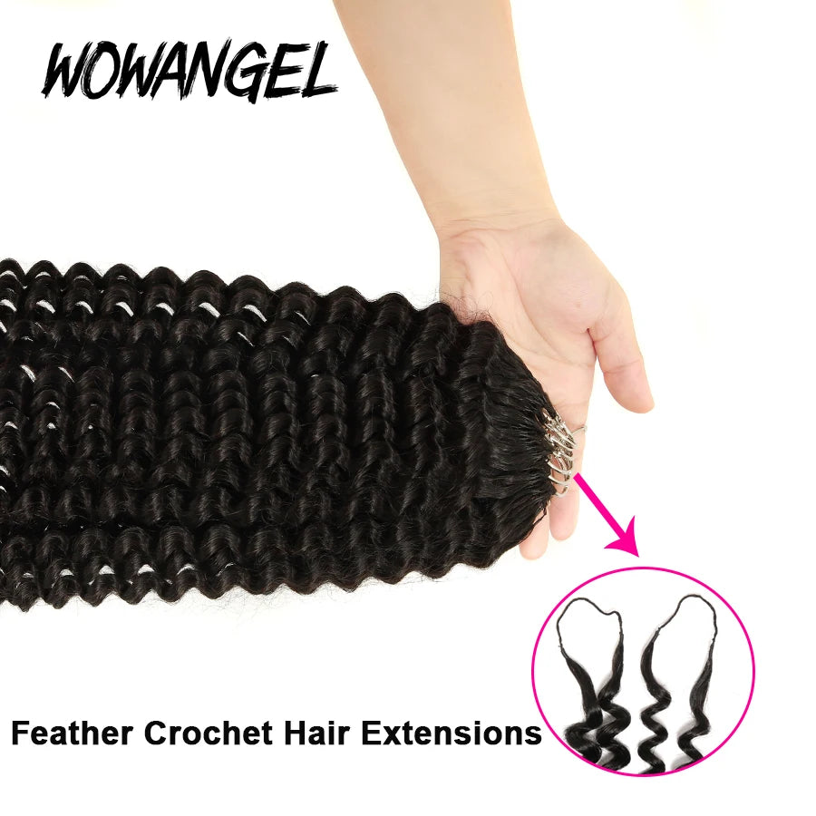 Deep Wave Feather Crochet Human Hair Tight Curly Pre-Separated Knotless Crochet Human Hair Extensions With Loop For Braiding
