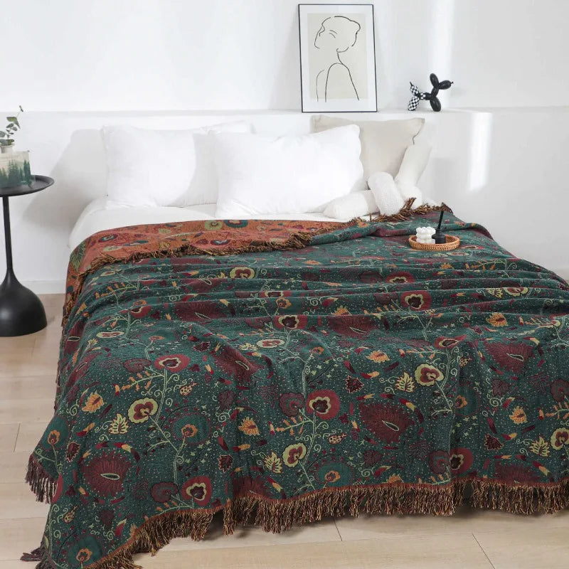 1PC Blanket Tassel Washed Jacquard Gauze Pure Cotton Towel Quilt Air Conditioner Office Nap Small Blanket Home Textile