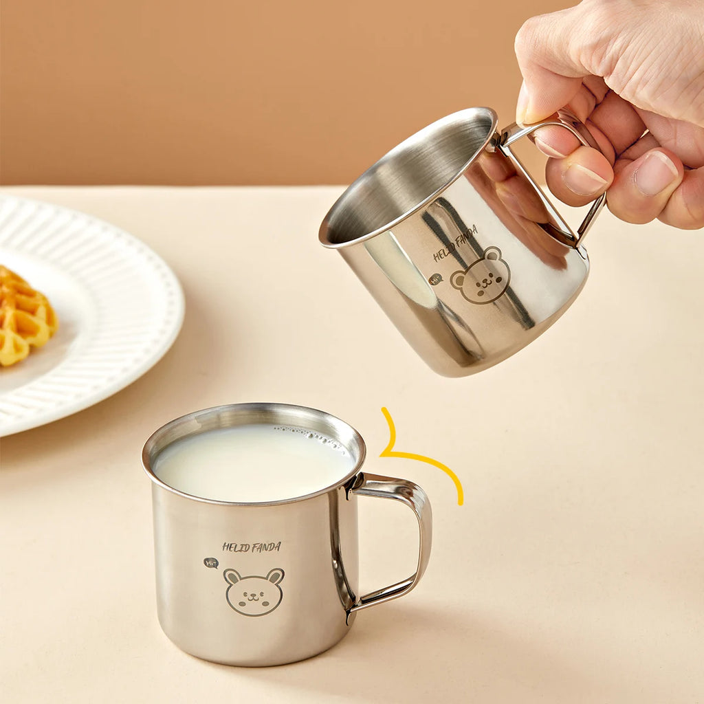 Mini 304 Stainless Steel Water Cup For Kids Durable Anti Scald Children Drinking Cup With Handle Milk Coffee Mug Drinkware N