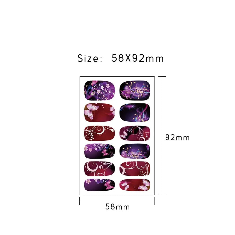 6 Sheets Vibrant Full Wrap Nail Polish Stickers Self-Adhesive Nail Decals for DIY Nail Art Manicure Designer Nail Art Stickers