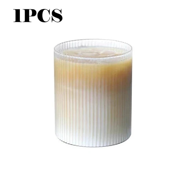 300ML Coffee Mug Japanese Striped Glass Cup Japanese Creative Transparent Bubble Tea Cup Drinkware Shot Glasses Set Whiskey