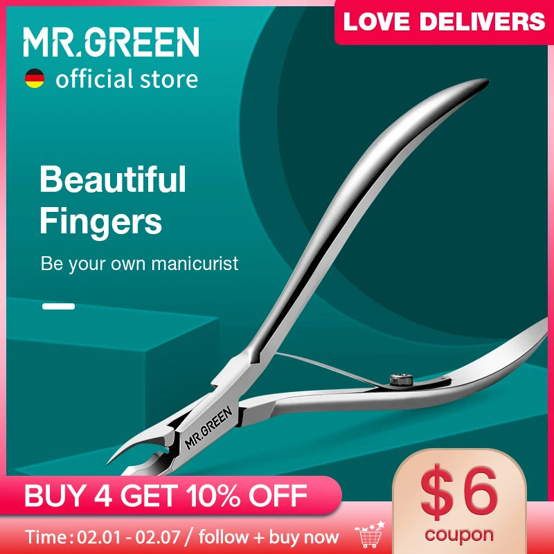 MR.GREEN Nail Cuticle Nipper Manicure Scissors Stainless Steel Tweezer Clipper Dead Skin Remover Scissor Pusher Tool Trimmer