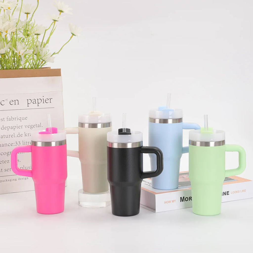 14oz Car Mug with Handle Double-layer Vacuum Coffee Cup Portable Sport Water Bottle 304 Stainless Steel Travel Thermal Cup