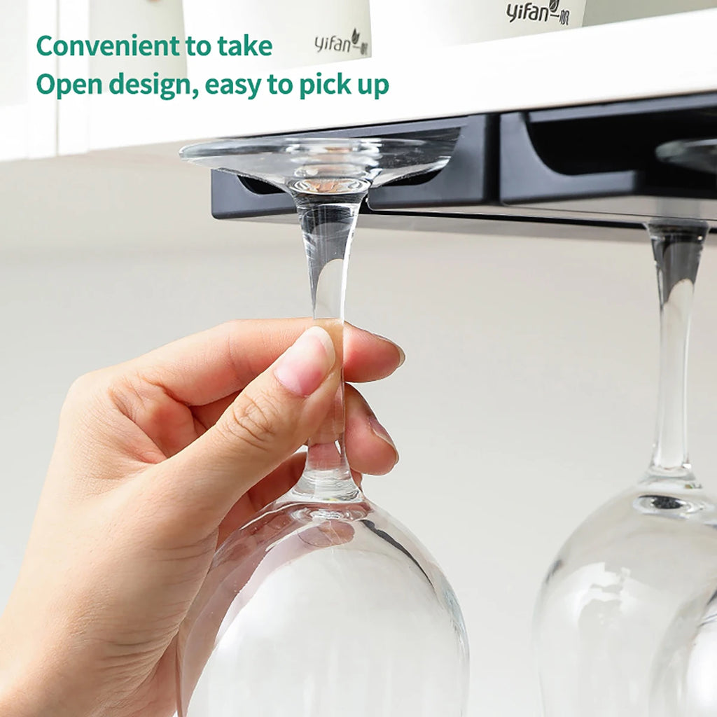Under Cabinet Upside Down Wine Glass Holder - For Wine Glasses/Champagne Glasses, Minimalist Style Black and White Available