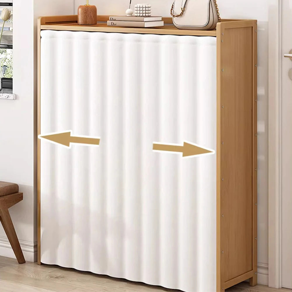 6-Tier Simple Shoes Cabinet Dustproof Racks Wooden Cabinet Organizer Storage Shelves for Entryway Living Room Hallway Doorway