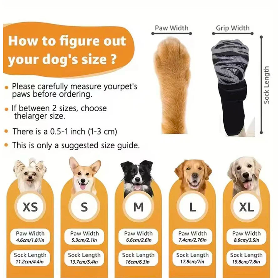 Anti-Slip Pet Dog Socks Paw Protector Traction Control Adjustable Indoor Wear Knitted Pet Socks Machine Washable 4pcs/pack