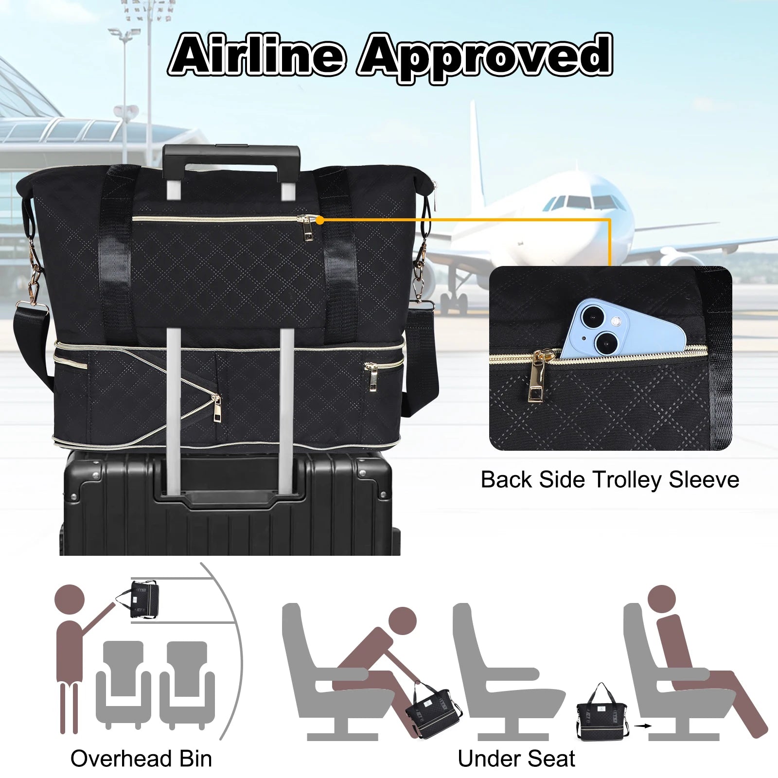 [Large Capacity Gym Bag] Large Capacity Multifunctional Travel Gym Bag | Women's Combo Letter Bag with Independent Shoe Compartm