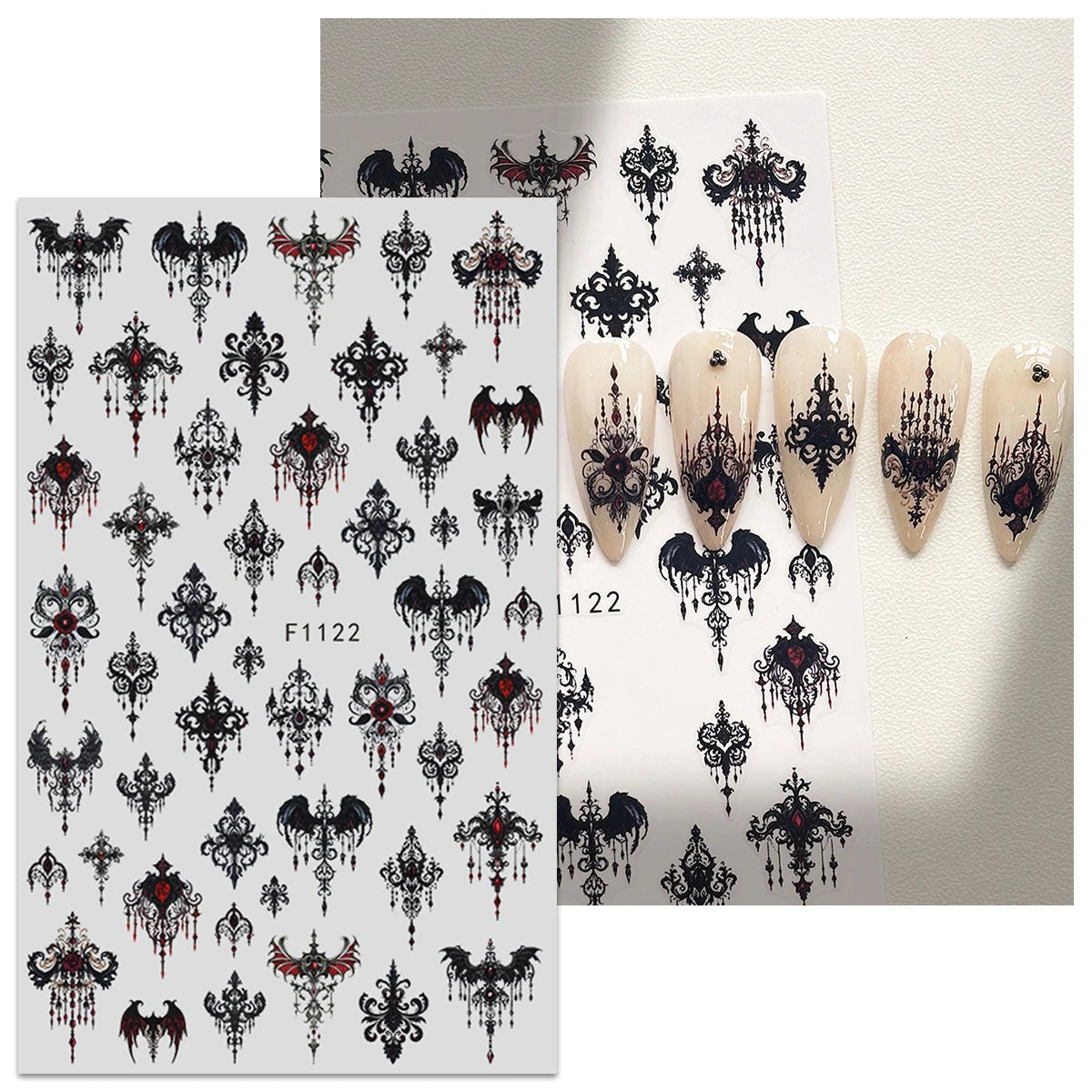 4pcs dark gothic style nail art stickers, easy to apply for nail decoration, DIY, gifts, party makeup styling
