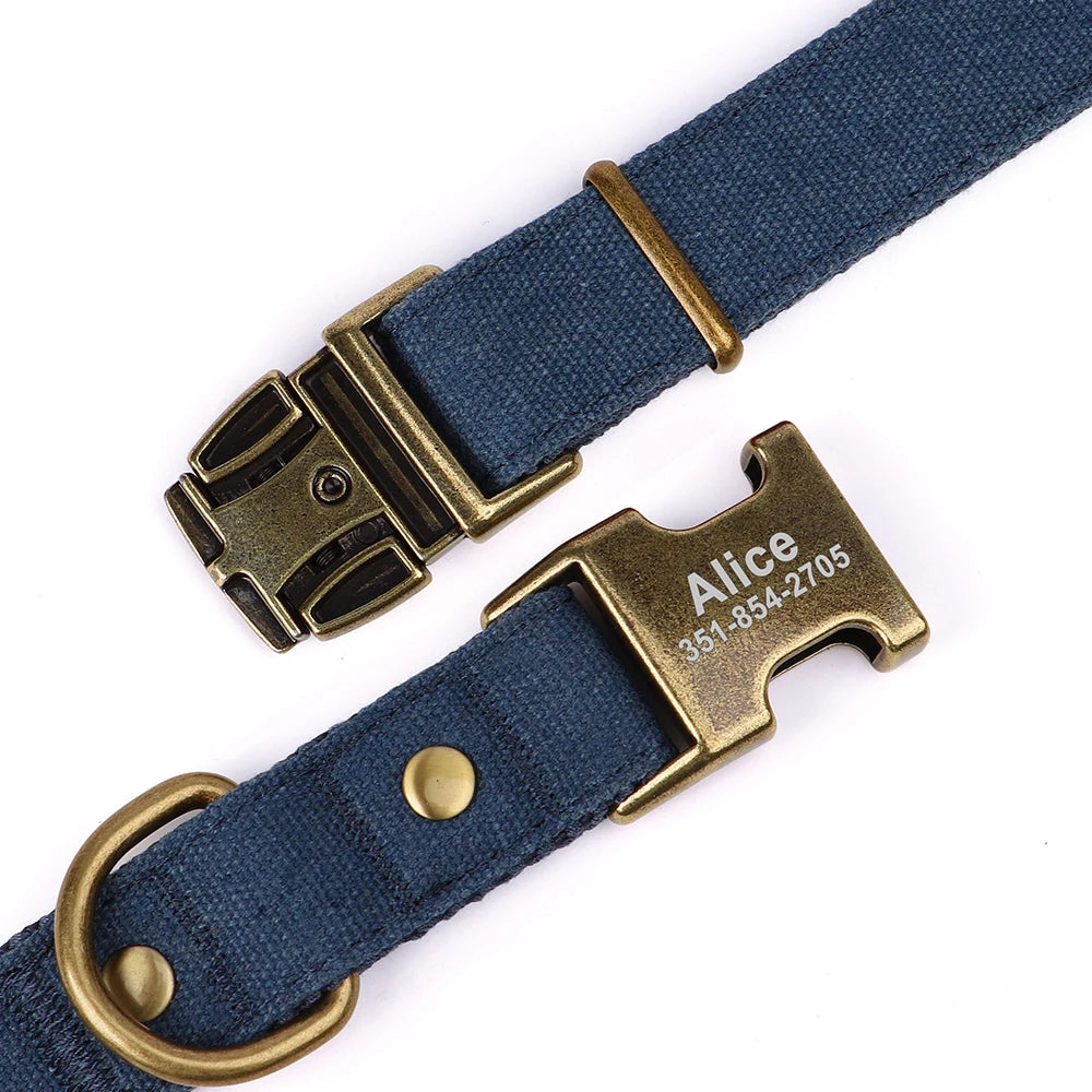 Personalized Dog Puppy ID Tag Nameplate Collar Durable Nylon Pet Dog Buckle Collars Free Engraving Name For Pit Bull Bulldog Pug