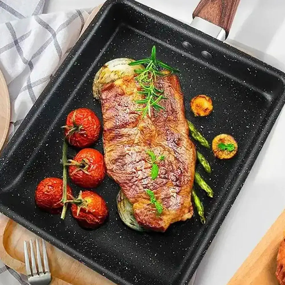 Japanese Omelette Pan  With Wooden Handle Nonstick Egg Pan Skillet Rectangle Tamago Pan Small Egg Frying Pan with Cooking Tools