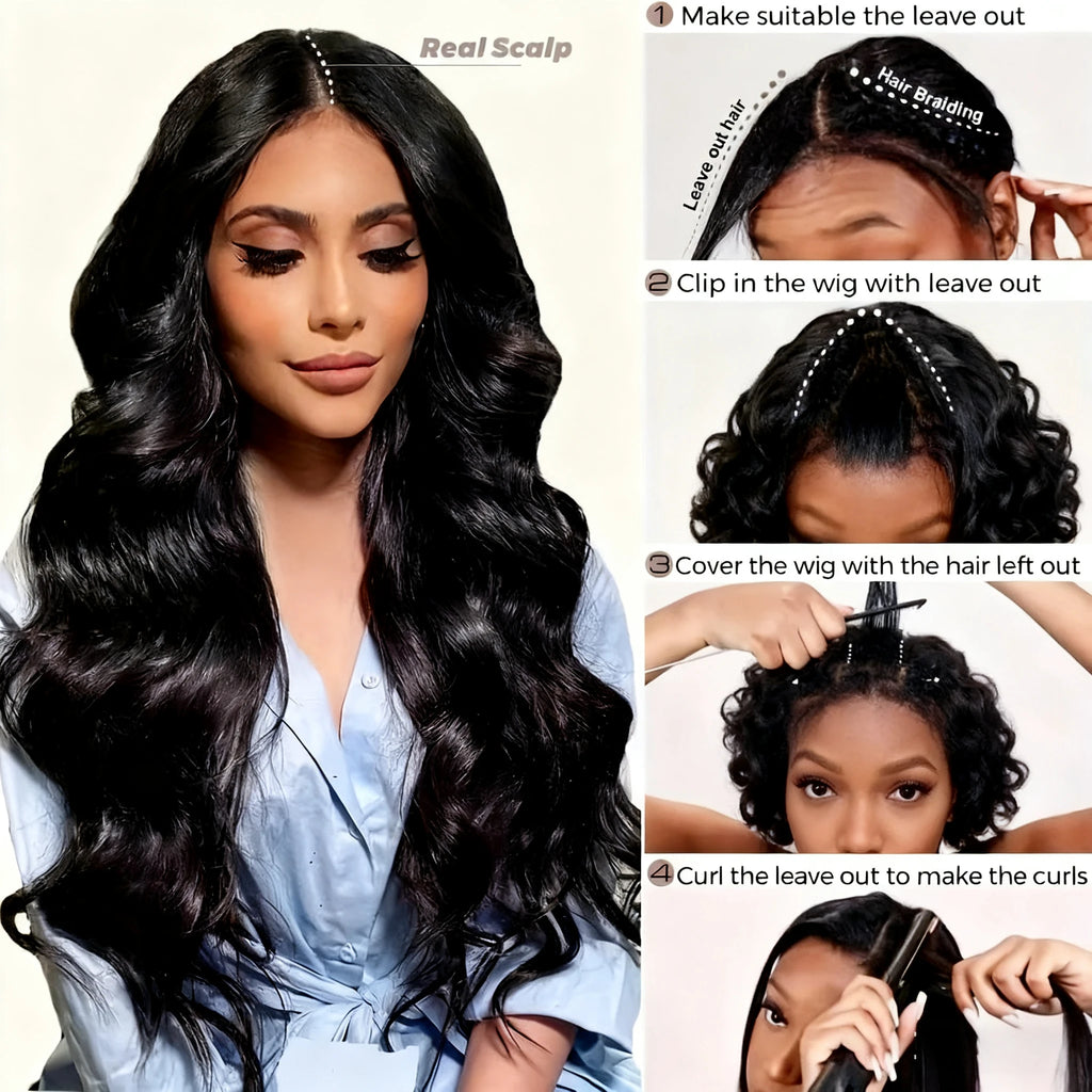Lafion Wig 250 Density V Part Wig Human Hair Body Wave Upgrade V Part Wig No Leave Out  V Part Wig Human Hair Remy Hair Daily