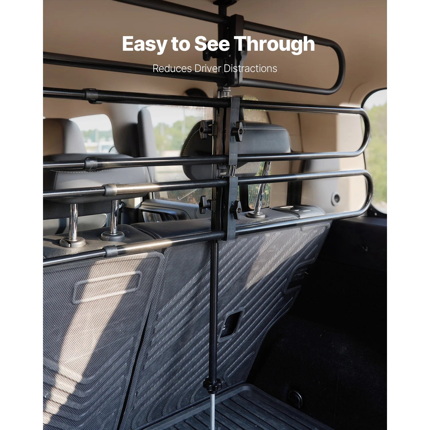 SucceBuy DogCar Barrier Dog Car Gate-Strong Metal Tubing Gate Divider Adjustable Universal-Fit Vehicle Pet Barrier for Car Truck